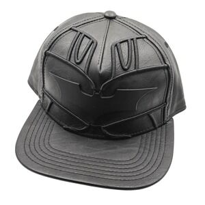 Batman DC Comics Black Faux Leather Snapback Hat 3D Raised Logo OSFM s17 Cap